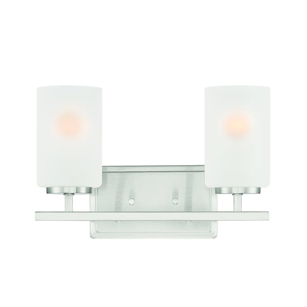 Designers Fountain Carmine 14in 2-Light Brushed Nickel Modern Indoor Vanity Light with Etched Glass Shades D239M-2B-BN - main